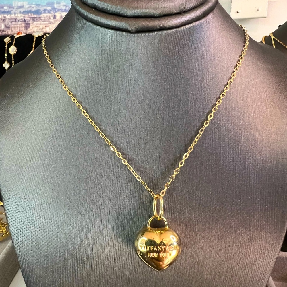 ‼️Sale‼️Real 18K Dubai Gold Heart Pendant Necklace - Picture 1 of 4